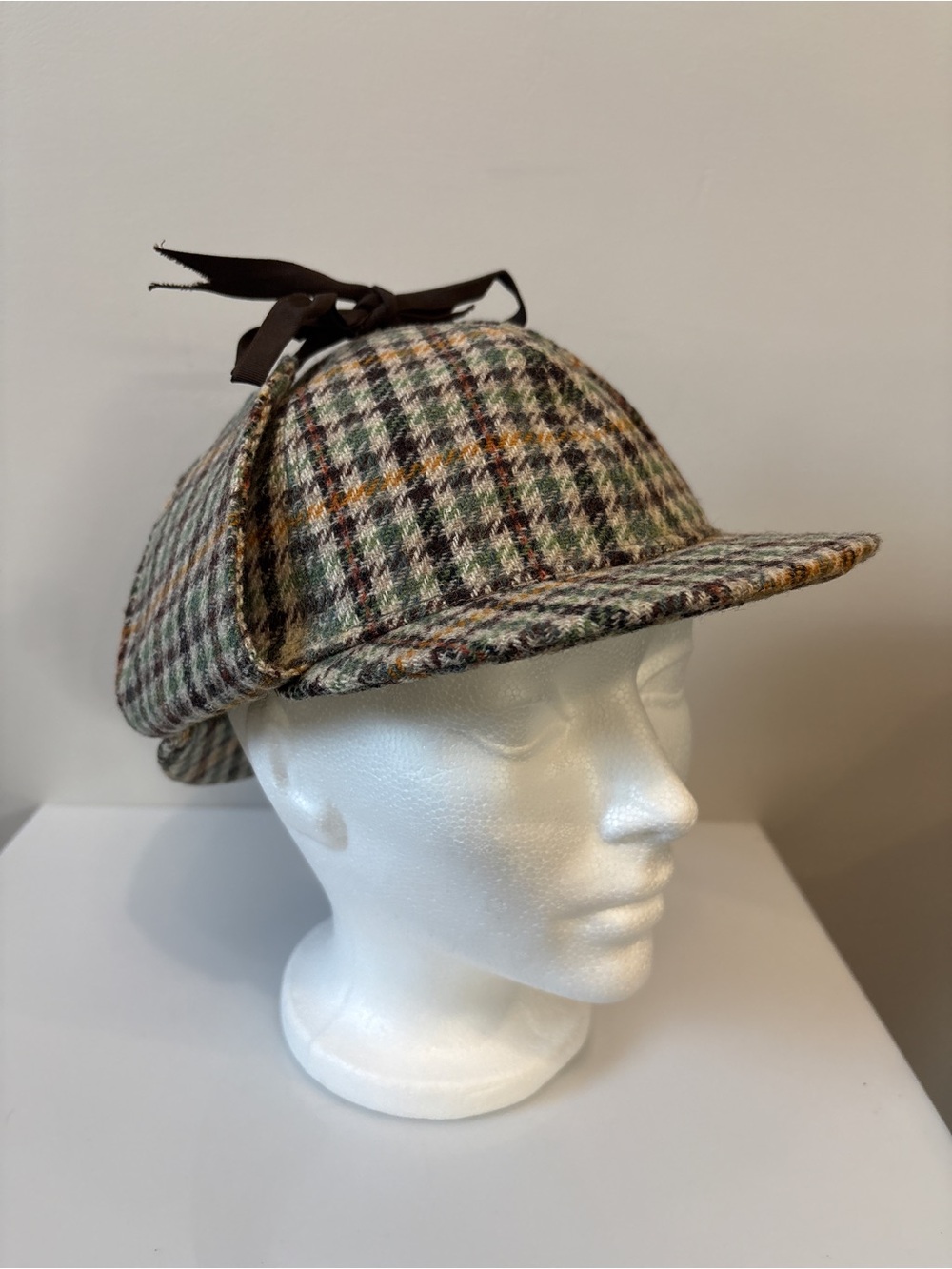 Vintage Christys' London Tweed Deerstalker Hat Sherlock Holmes Style 7 1/8